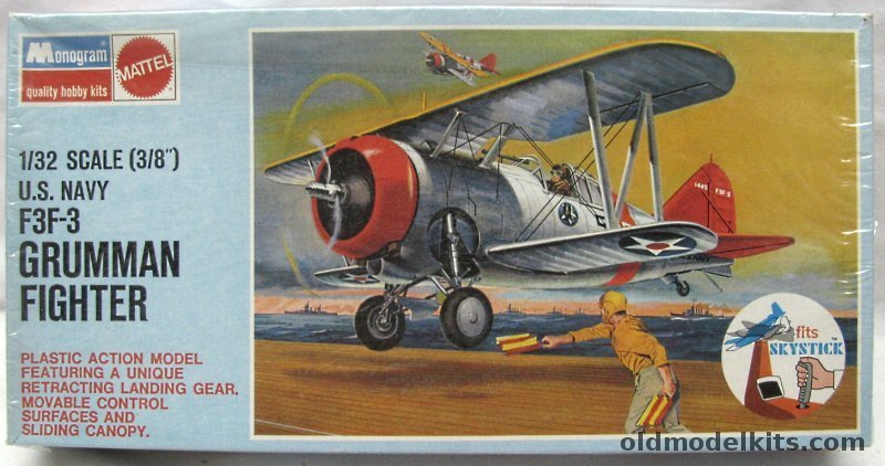 Monogram 1/32 Grumman F3F-3 Navy Fighter - (F3F3) Blue Box Issue, 6851 plastic model kit